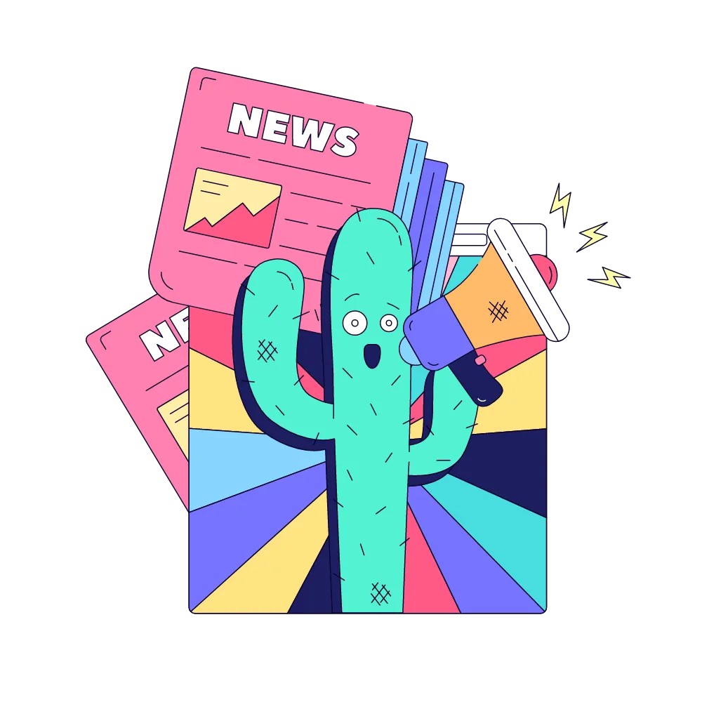 creative flat graphic design with funny cactus